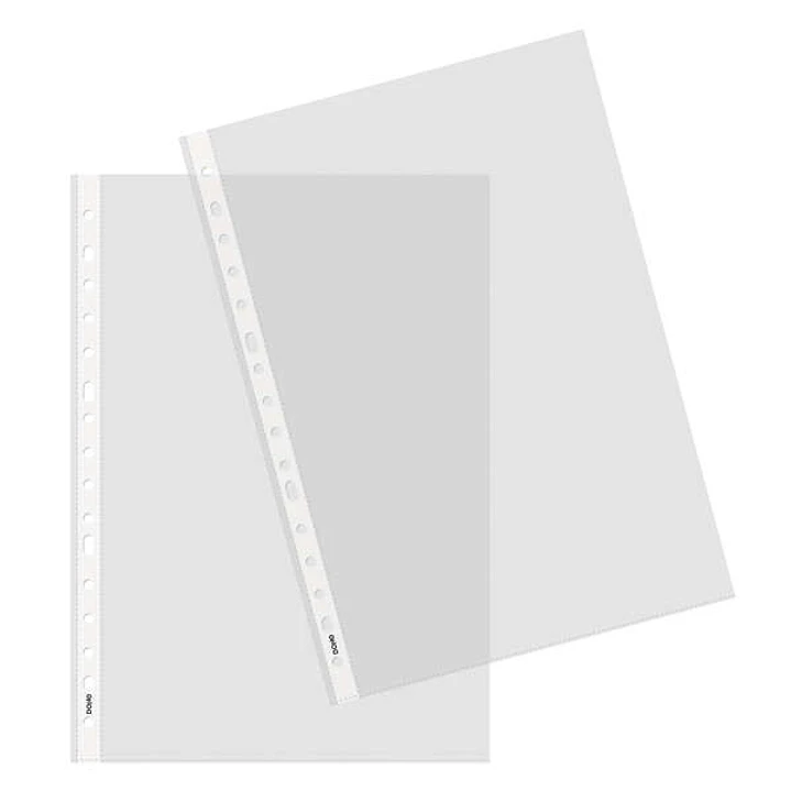 Dohe 100 Fundas Multitaladro de 16 Perforaciones - 100x100mm - Polipropileno Transparente Piel de Naranja y Cristal 1