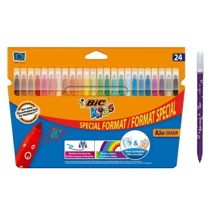 Bic Kids Couleur Pack de 24 Rotuladores - Punta Mediana - Lavable - Colores Surtidos 1