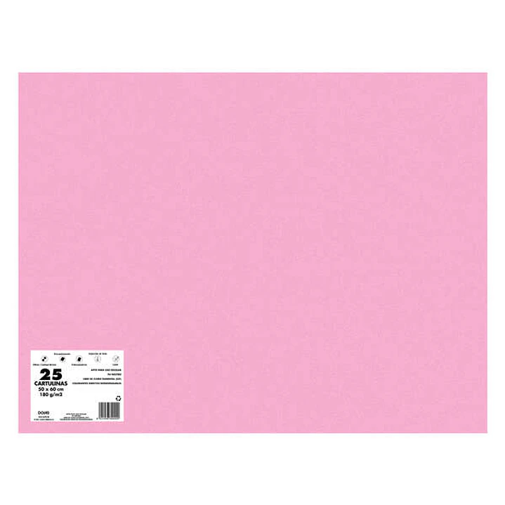 Dohe Pack de 25 Cartulinas de 180 G/M2 - Tamaño 50x65cm - PH Neutro - Libres de Cloro Elemental - Colorantes Biodegradables - Color Rosa 1