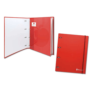 Bismark Carpeta de 4 Anillas con 80 Hojas Cuadricula 4x4 - Formato A4 - Fabricada en Carton - Color Rojo
