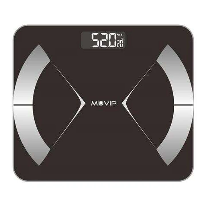 Muvip Body Muscle Bascula de Baño Digital Bluetooth - Pantalla LCD - Plataforma de Cristal Templado - 10 Memorias - Peso Max. 180kg - Auto Apagado 1