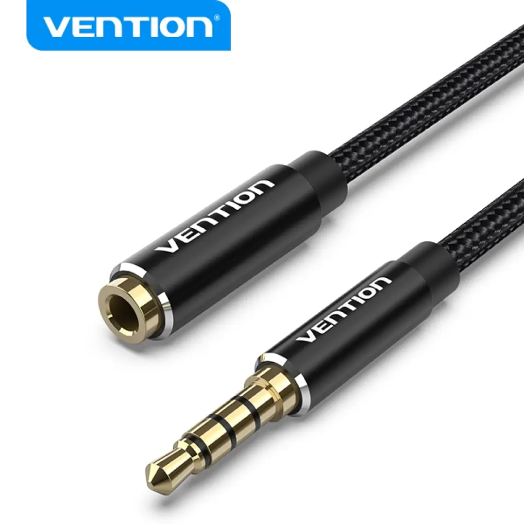Vention Cable de Audio Estereo - Conector Jack 3.5 Macho a Hembra - Longitud 5m - Color Negro 1