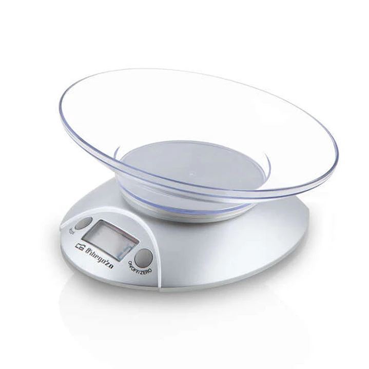 Orbegozo PC 1009 Bascula de Cocina Electronica - Display LCD - BOL Transparente - Capacidad 3Kg - Precision 1g - Unidades Gr/Kg/Oz/Lb - Bateria Inclui 1
