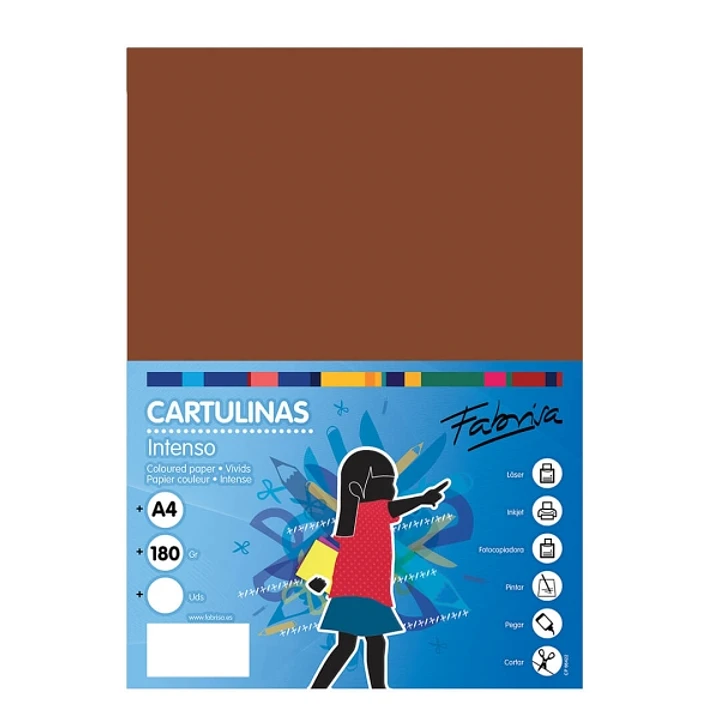 Fabrisa Pack de 50 Cartulinas 180 g/m² - Tamaño A4 - Color Marron 1