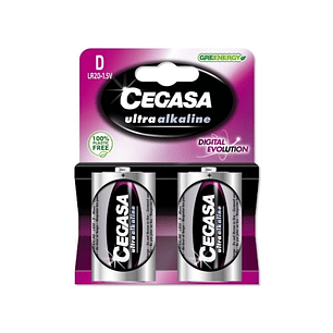 Cegasa Ultra Alcaline Pack de 2 Pilas LR20 D - Alta Tecnologia - Mas Capacidad, Potencia y Rendimiento