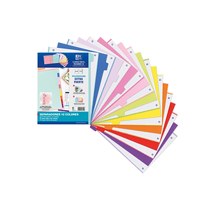 Oxford Strongline A4 Separadores - 10 Posiciones - Colores Diferentes - 4 Taladros - Plastico Opaco - 500 Micras