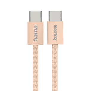 Hama Fabric Cable USB-C Macho - Potencia Maxima 60W - Longitud 1m - Nailon - Velocidad hasta 480Mbps - Blindado - Color Naranja