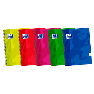 Oxford School Classic Fº Cuaderno Espiral - Tapa de Plastico - Pauta 3.5 con Margen - 80 Hojas - Colores Surtidos