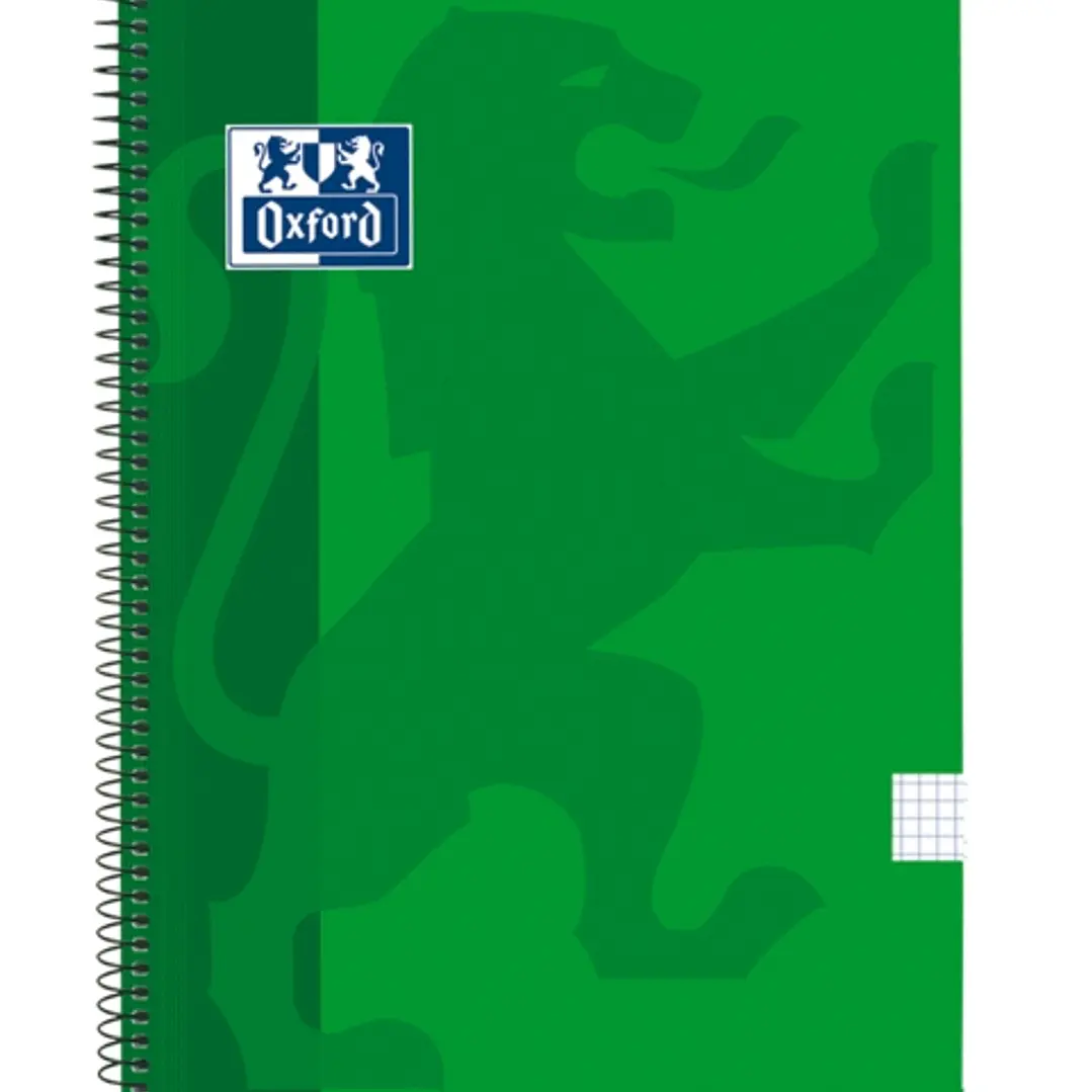 Oxford School Classic Cuaderno Espiral Tapa de Plastico Folio 4x4 - 80 Hojas - Ideal para Estudiantes - Resistente y Duradero - Color Verde 1