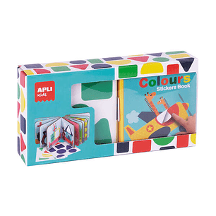 Apli Libro de Pegatinas Formas Geometricas - Tamaño 100x100x40mm - 10 Paginas de Carton Rigido 3mm - 4 Hojas de Gomets Removibles - Alto Valor Didacti