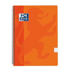 Oxford School Classic Cuaderno Espiral Tapa de Plastico Folio 4x4 - 80 Hojas - con Margen - Ideal para Estudiantes - Color Naranja