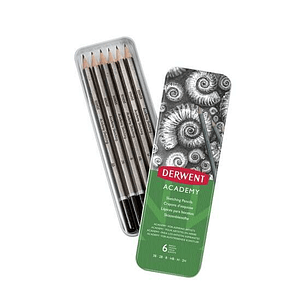 Derwent Academy Sketching Pack de 6 Lapices de Grafito Hexagonales de Durezas Surtidas - Especial para Bocetos - Cuerpos de Madera Natural - Faciles d