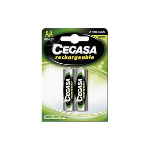 Cegasa Rechargeable Pack de 2 Pilas Recargables AA HR6 2100mAh