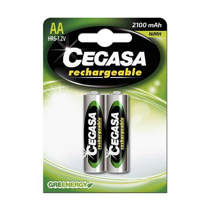 Cegasa Rechargeable Pack de 2 Pilas Recargables AA HR6 2100mAh 1