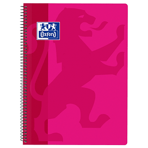 Oxford School Classic Cuaderno Espiral Tapa de Plastico Folio 4x4 - 80 Hojas - Margen - Ideal para Estudiantes - Color Fucsia
