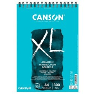 Canson XL Papel de Acuarela Album Espiral de 30 Hojas A5 de 300g - Grano Fino - Color Blanco