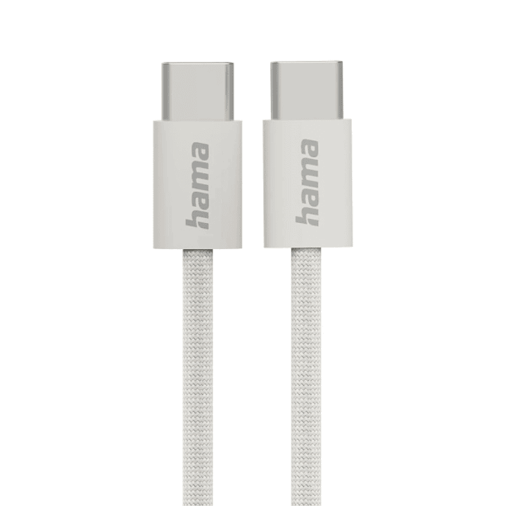 Hama Fabric Cable USB-C Macho - Potencia Maxima 60W - Longitud 1m - Nailon - Velocidad hasta 480Mbps - Blindado - Color Beige 1