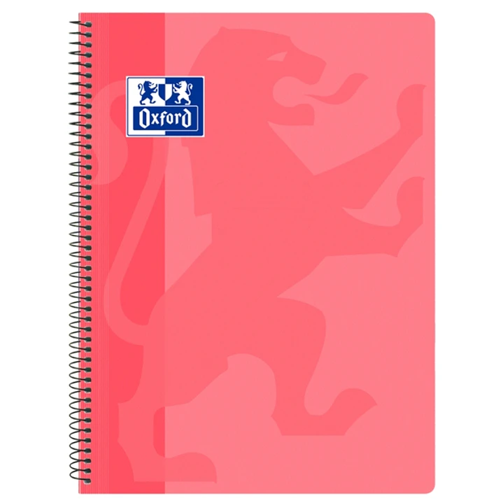 Oxford School Classic Cuaderno Espiral Tapa de Plastico Folio 4x4 - 80 Hojas - Tapa de Plastico - Cuadriculado 4x4 - Margen - Color Rosa Chicle 1