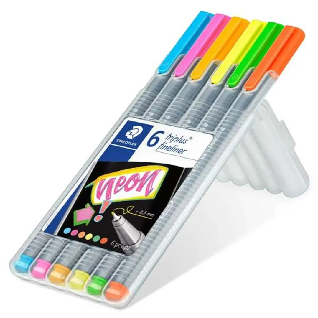 Staedtler Triplus Fineliner 334 Pack de 6 Rotuladores de Punta Fina - Trazo 0.3mm Aprox - Tinta Base de Agua - Colores Surtidos 1