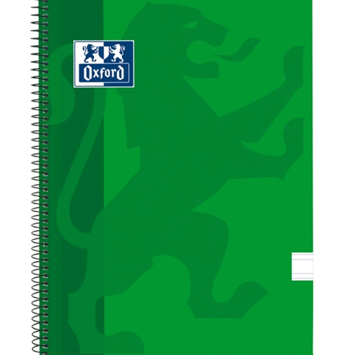 Oxford School Classic Cuaderno Espiral Tapa de Plastico Folio - Pauta 3.5 con Margen - 80 Hojas - Color Verde 1