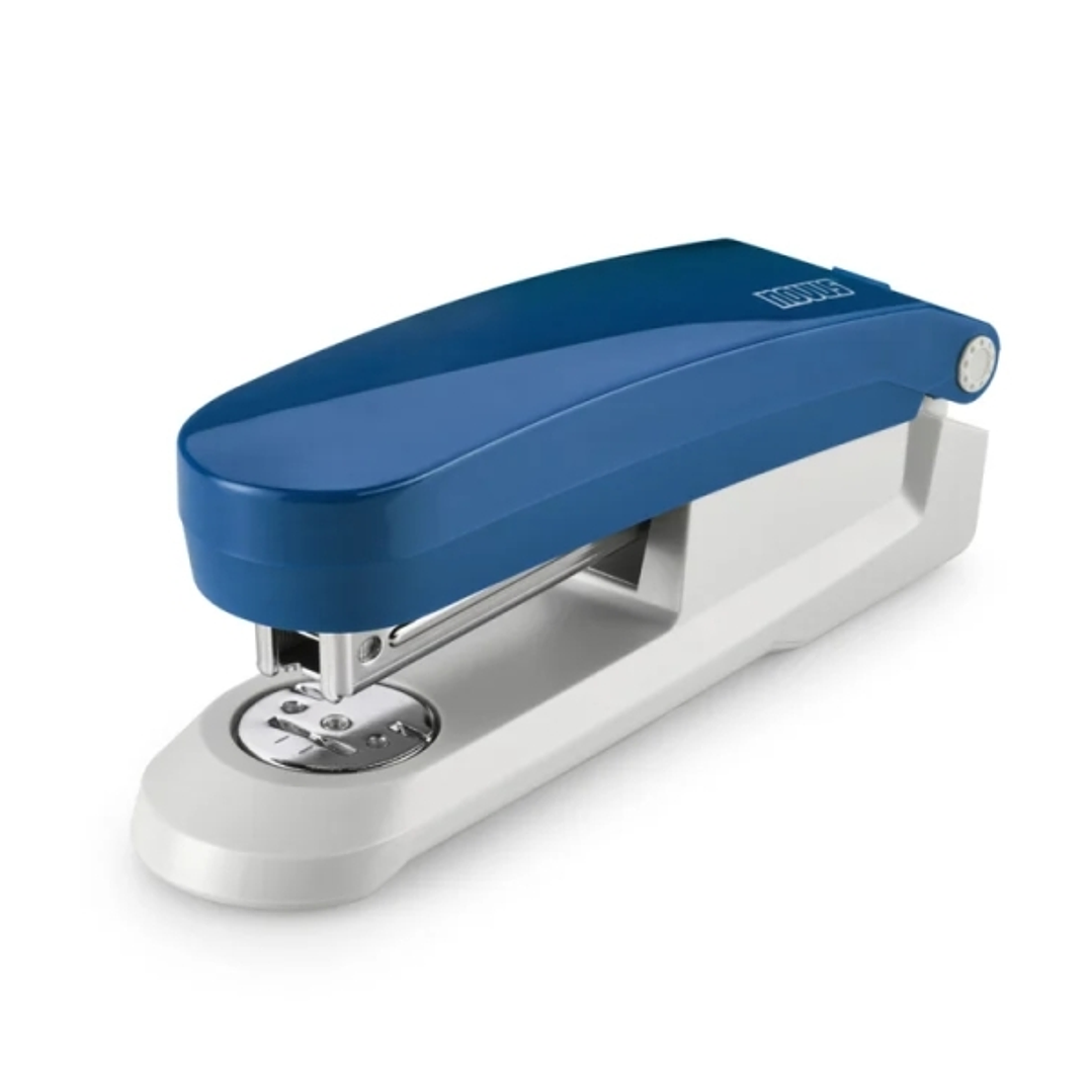 Novus Evolution E 20 Grapadora de Sobremesa + Caja de 200 Grapas 24/6 - Hasta 20 Hojas - Grapado Cerrado, Abierto y Clavado - Color Azul/Gris Claro 1