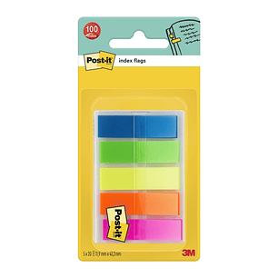 Post-It Index Dispensador con 100 Marcadores de Indice Reposicionables - Forma Rectangular - Colores Surtidos
