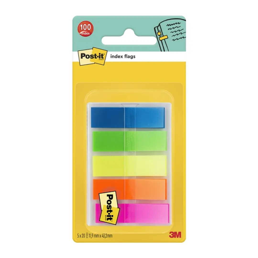Post-It Index Dispensador con 100 Marcadores de Indice Reposicionables - Forma Rectangular - Colores Surtidos 1
