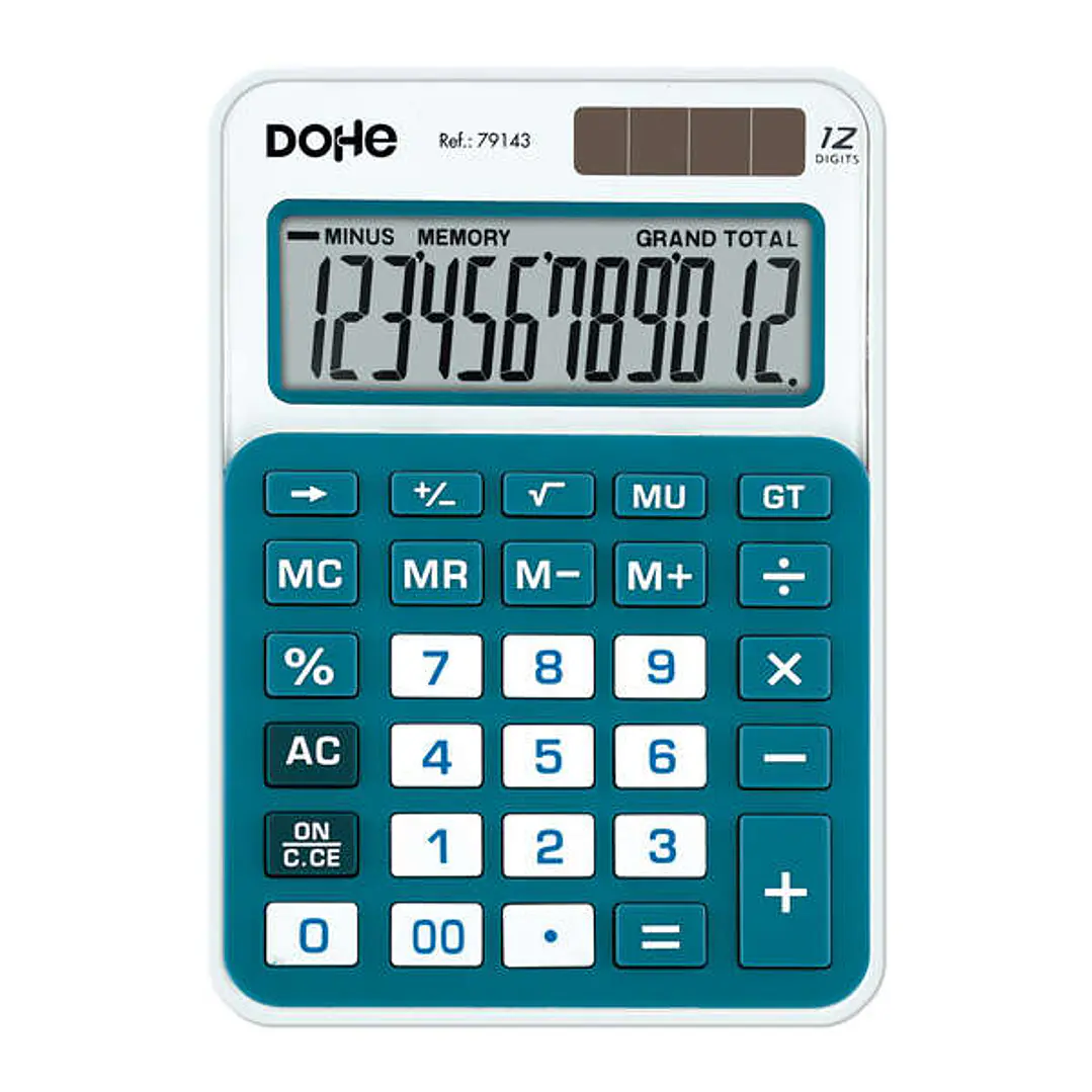 Dohe Calculadora de Sobremesa Mediana 12 Digitos - Teclas de Gran Formato - 4 Teclas de Memoria - Apagado Automatico - Alimentacion Solar y Pilas - Co 1