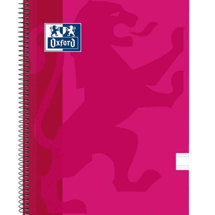 Oxford School Classic Cuaderno Espiral Tapa de Plastico Folio - Pauta 2.5 con Margen - 80 Hojas - Color Fucsia 1