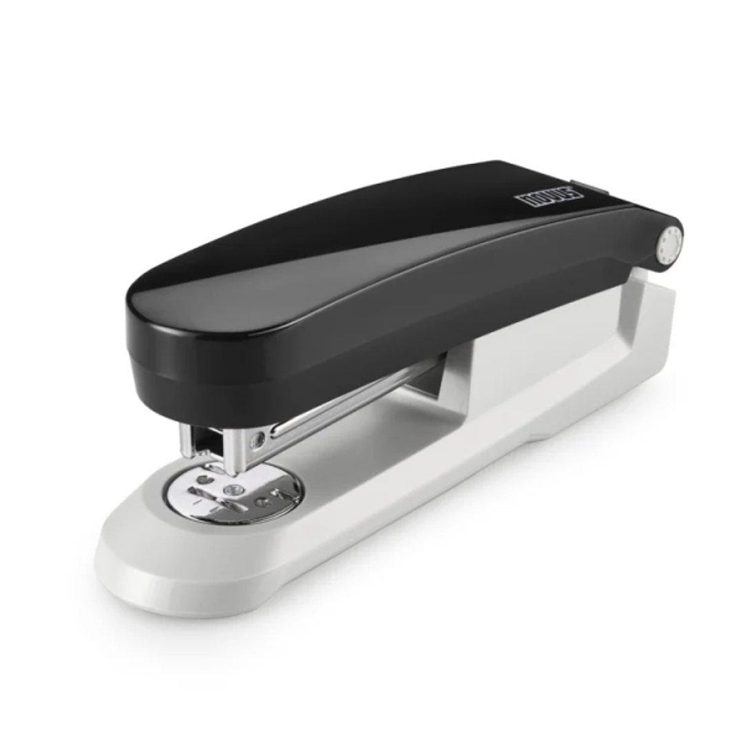 Novus Evolution E 20 Grapadora de Sobremesa + Caja de 200 Grapas 24/6 - Hasta 20 Hojas - Grapado Cerrado, Abierto y Clavado - Color Negro/Gris Claro 1
