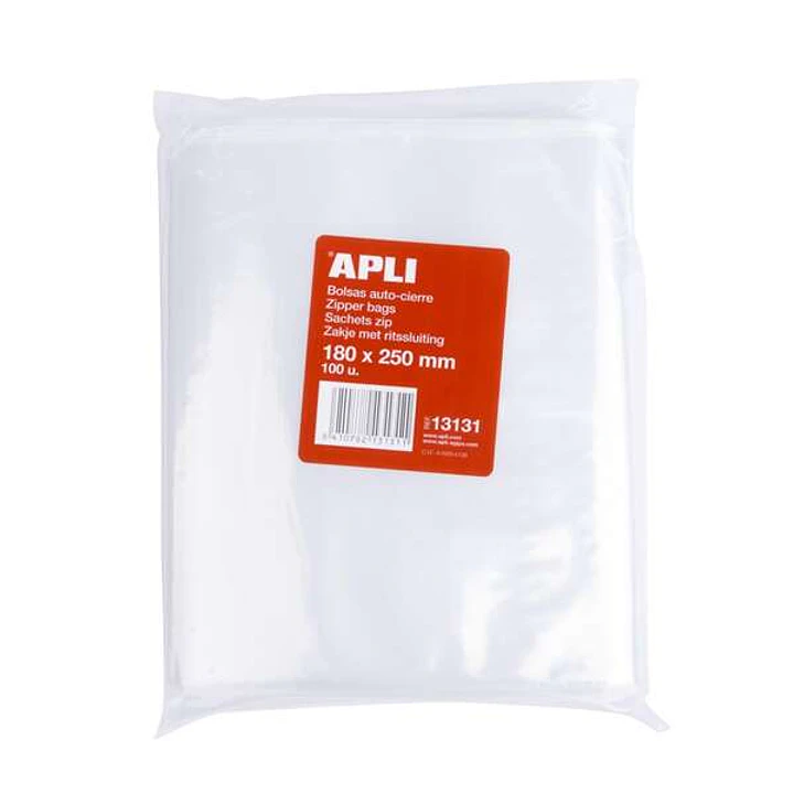 Apli Pack de 100 Bolsas de Auto Cierre 180 x 250 mm - Cierre Seguro - Aptas para Alimentos 1