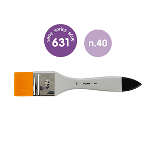 Milan 631 Premium Synthetic Paletina de 40mm - Pelo Sintetico - Mango de Madera Barnizada - Color Plata