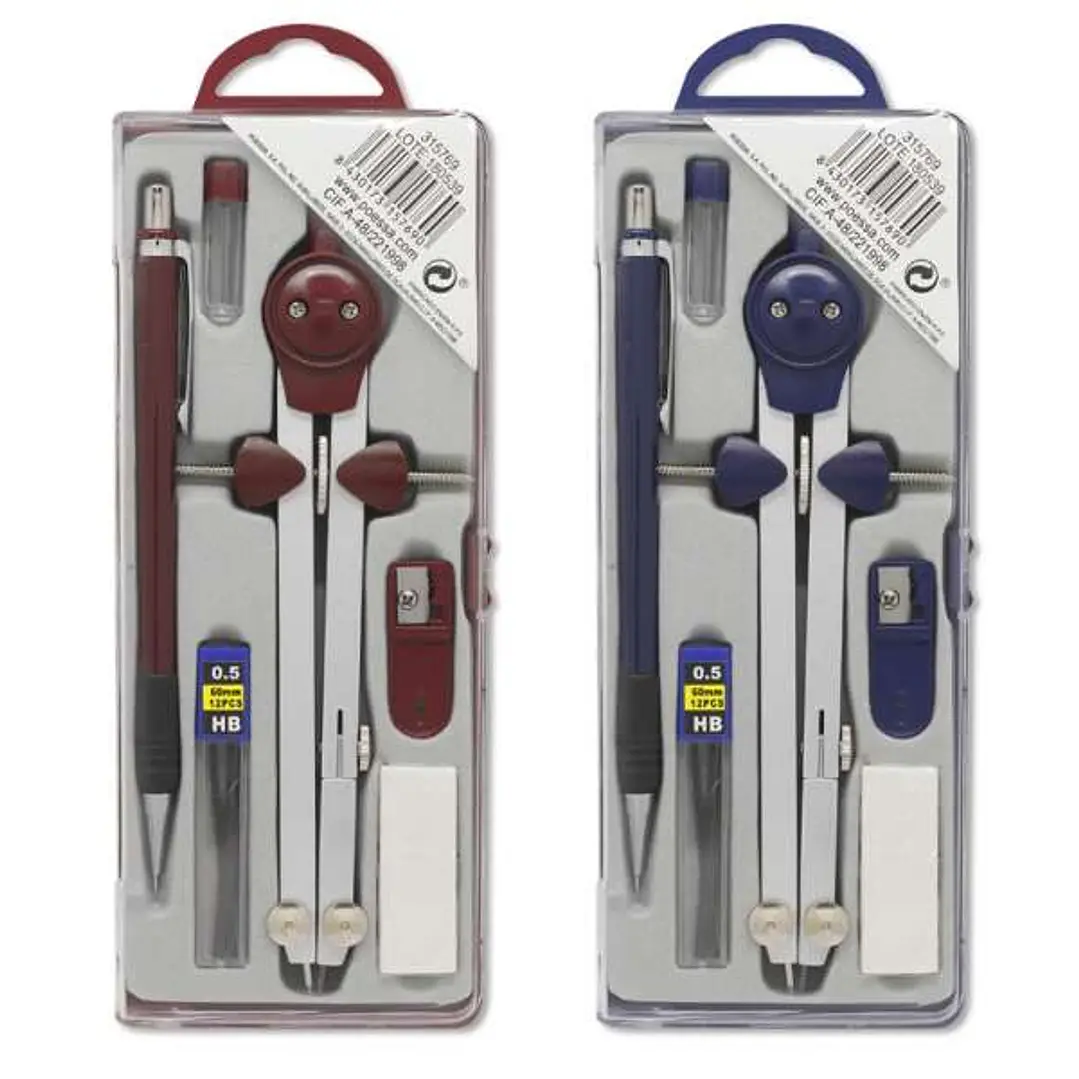 Bismark Compas Micrometrico con Portaminas - Incluye Portaminas de 0,5 con Tubo de Minas - Presentado en Estuche de Plastico - Colores Surtidos 1