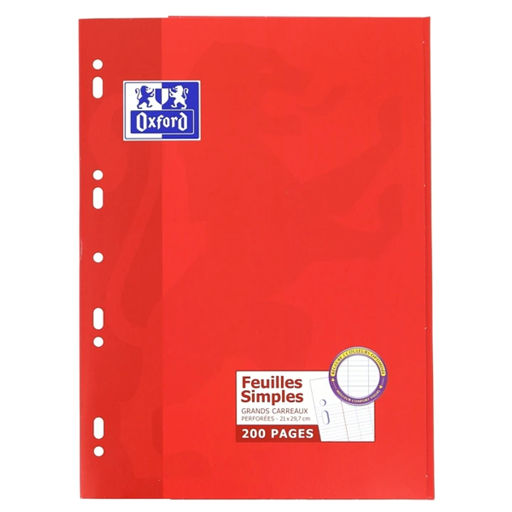 Oxford Recambio A4 100 Hojas Seyes con Margen - Papel de Alta Calidad - Cuadricula Seyes para Escritura Ordenada - Margen para Anotaciones - Ideal par 1