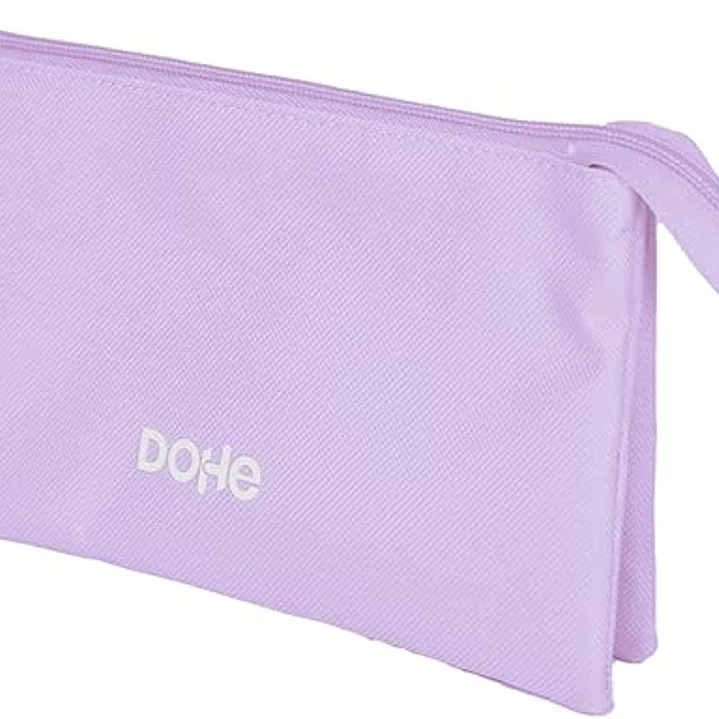 Dohe Serenity Portatodo Triple - Cierre Doble con Cremallera y Tirador de Goma - Color Morado 1