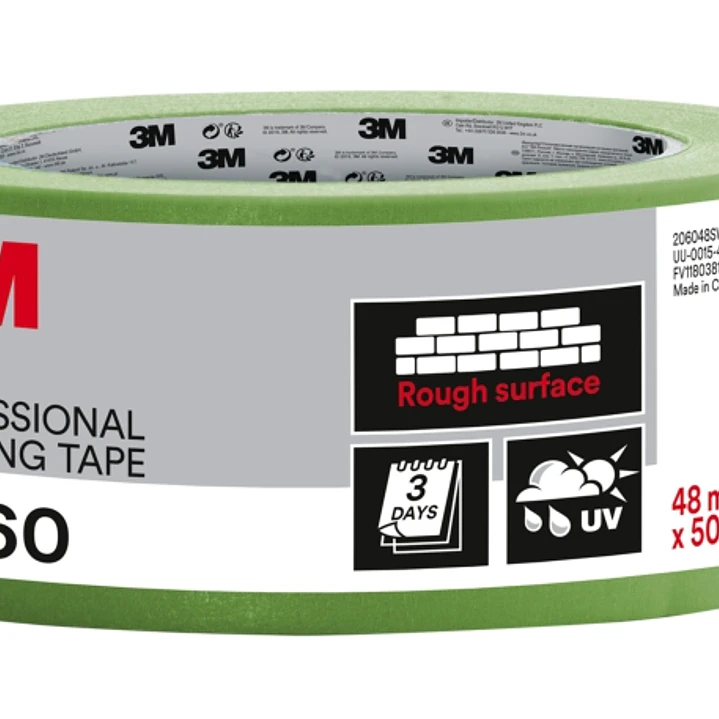 3M Cinta de Enmascarar Profesional para Superficies Rugosas - 48mm x 50m - Color Verde 1