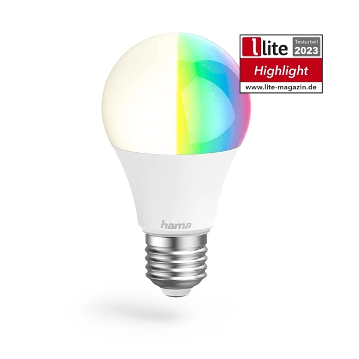 Hama Bombilla LED E27 Inteligente - Potencia 10W - RGBCCT - WiFi - Compatible con Asistente de Voz - Control con App - IP20 - Color Blanco 1