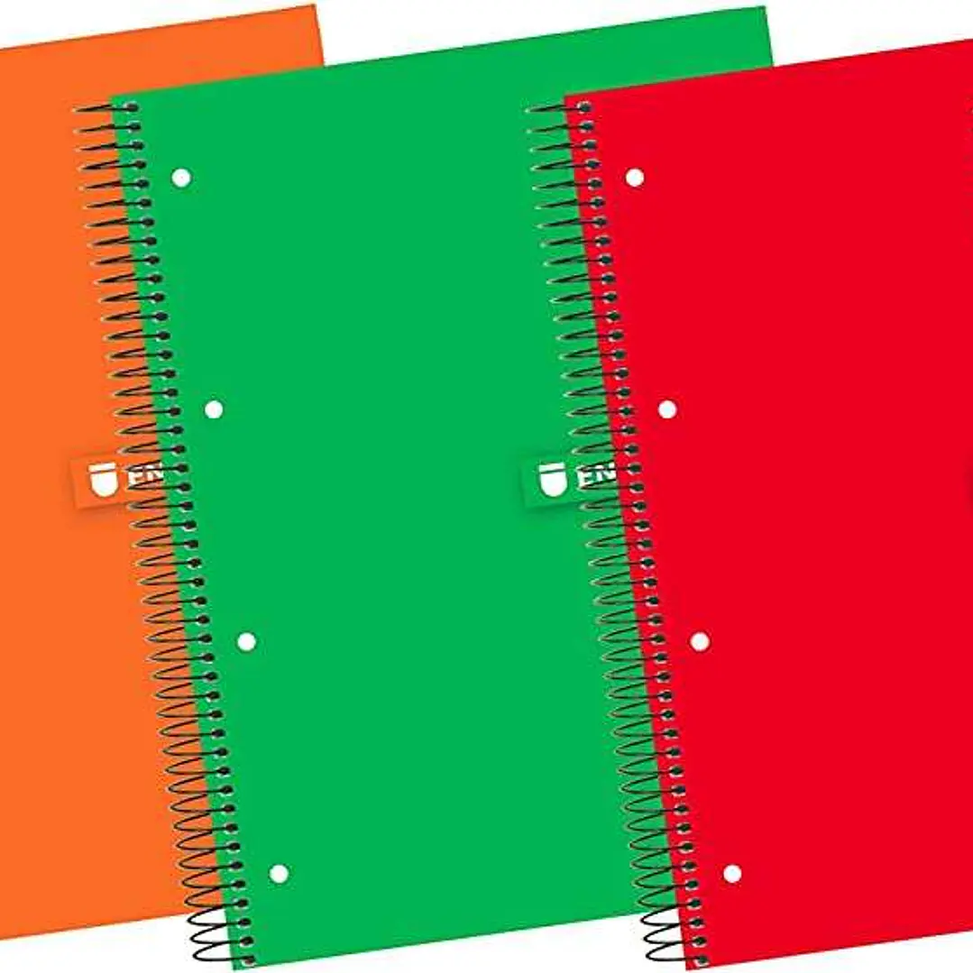 Enri Plus Cuaderno Espiral Formato A4+ Cuadriculado 5x5mm - 120 Hojas + 40 Gratis Microperforadas - Cubierta Extradura - Colores Surtidos 1