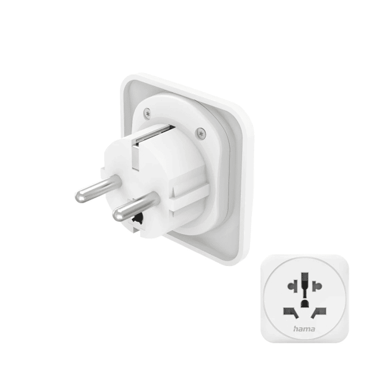 Hama Adaptador de Viaje Toma Tipo E y Schuko - Potencia hasta 3750W - Hembra Multiple - Voltaje 250V - Color Blanco 1