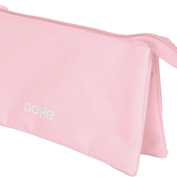Dohe Serenity Portatodo Triple - Cierre Doble con Cremallera y Tirador de Goma - Color Rosa 1