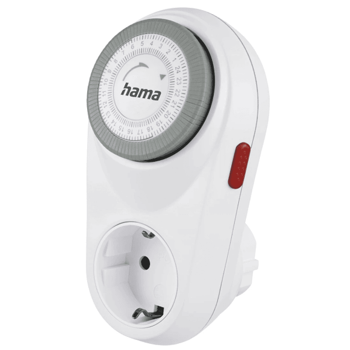 Hama Curvo Enchufe Temporizador Mecanico - Potencia Maxima 3680W - Voltaje 250V - Intervalos de 15min - Color Blanco 1