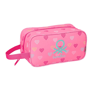 Safta Benetton Heart Zapatillero - Asa Lateral - 6L - Resistente y Duradero - Organizacion Eficiente - 290x140x150mm - Color Rosa