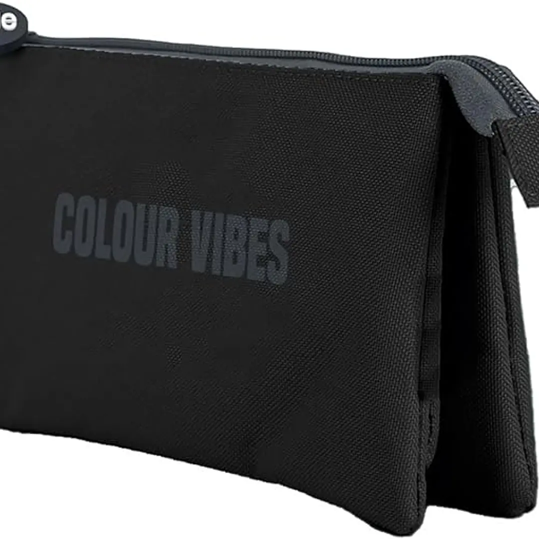 Dohe Colour Vibes Portatodo Triple - Cierre Doble con Cremallera y Tirador de Goma - Color Negro 1