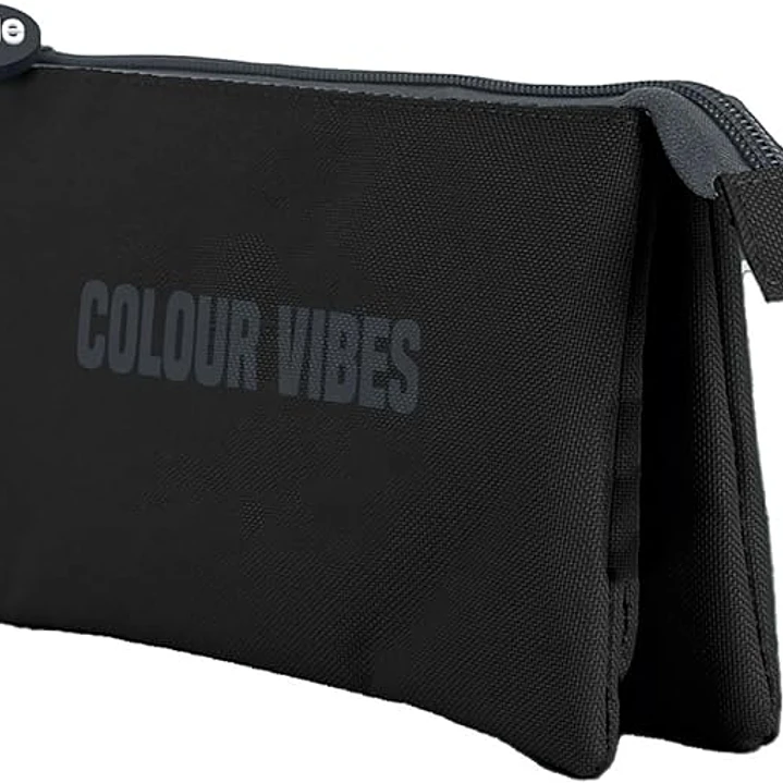 Dohe Colour Vibes Portatodo Triple - Cierre Doble con Cremallera y Tirador de Goma - Color Negro 1