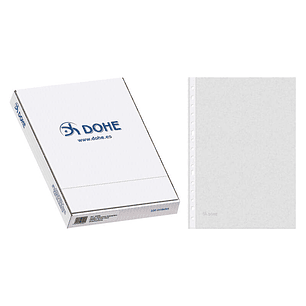 Dohe Caja de 100 Fundas Multitaladro Premium 80 Micras Folio - 16 Perforaciones - Polipropileno Rugoso - Transparentes