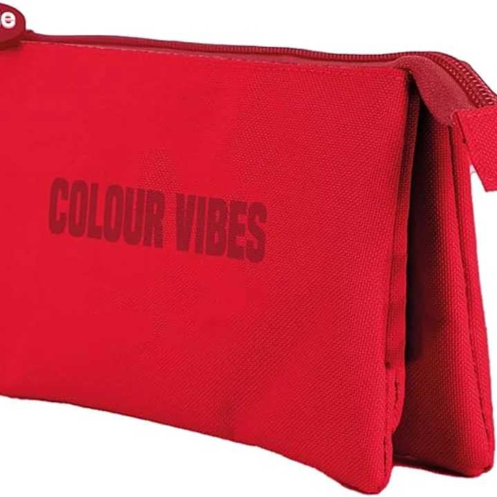 Dohe Colour Vibes Portatodo Triple - Cierre Doble con Cremallera y Tirador de Goma - Color Rojo 1