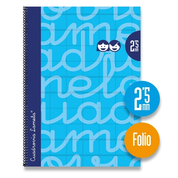 Lamela Cuaderno Espiral con 80 Hojas de 90g/m2 con Margen - Formato Folio - Pauta Cuadrovia de 2.5mm - Cubierta Extra Dura - Papel Offset Blanco Extra 1