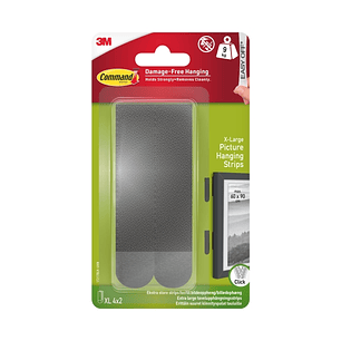 Command Pack de 8 Tiras Adhesivas para Objetos Pesados - 9kg - 4 Pares XL - Soporta hasta 9kg - Color Negro
