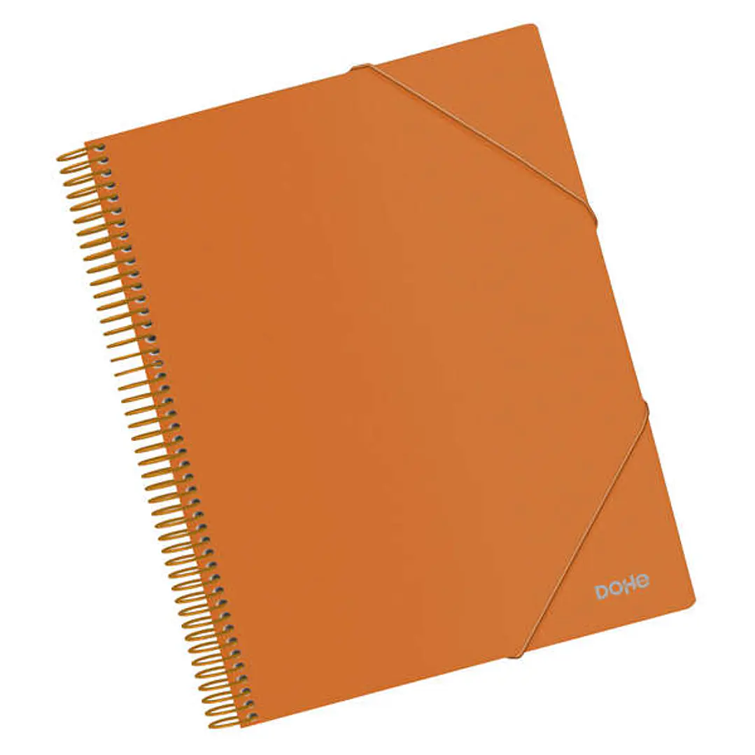 Dohe Carpeta con 30 Fundas Tamaño A4 - Tapa de Polipropileno Opaco 800 Micras - Fundas Transparentes 80 Micras - Espiral de Plastico Color y Gomas Ela 1