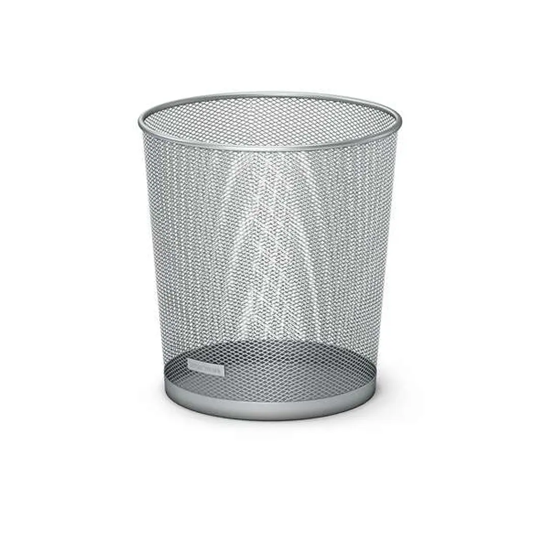 Erichkrause Compass Papelera de 12L - Base Redonda - Acero Inoxidable - Ideal para Oficinas - Color Plata 1